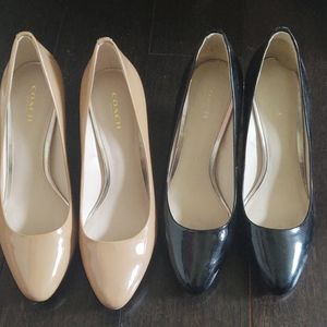2 pairs platform patent leather coach heels
